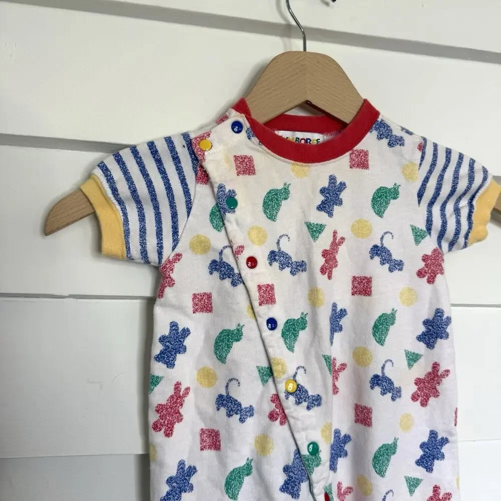 Gymboree Vintage 90's Snap Front Rainbow Animal Shape Short Slv Jumper Newborn